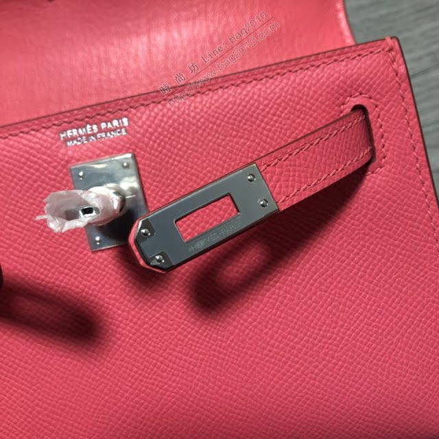 Hermes女包 愛馬仕kelly2代 Epsom金銀扣 全手縫 Hermes新款Mini kelly女包  am1823